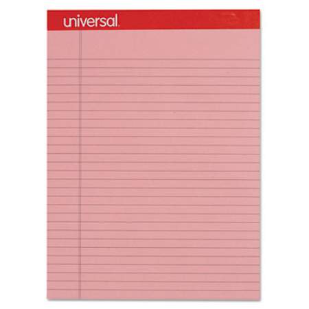 Universal Colored Perforated Ruled Writing Pads, Wide/Legal Rule, 50 Pink 8.5 x 11 Sheets, Dozen (35883)