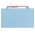 Smead Eight-Section Pressboard Top Tab Classification Folders with SafeSHIELD Fasteners, 3 Dividers, Letter Size, Blue, 10/Box (14094)