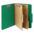 Smead 6-Section Pressboard Top Tab Pocket-Style Classification Folders with SafeSHIELD Fasteners, 2 Dividers, Letter, Green, 10/Box (14083)