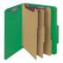 Smead Eight-Section Pressboard Top Tab Classification Folders with SafeSHIELD Fasteners, 3 Dividers, Letter Size, Green, 10/Box (14097)