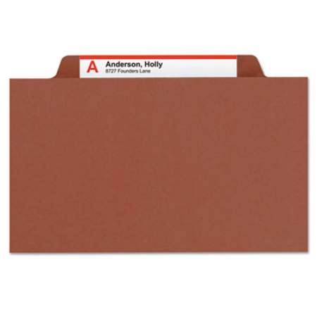 Smead Pressboard Classification Folders with SafeSHIELD Coated Fasteners, 2/5 Cut, 1 Divider, Letter Size, Red, 10/Box (13775)