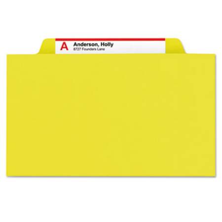 Smead Six-Section Pressboard Top Tab Classification Folders with SafeSHIELD Fasteners, 2 Dividers, Legal Size, Yellow, 10/Box (19034)