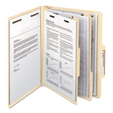 Smead Manila Four- and Six-Section Top Tab Classification Folders, 2 Dividers, Letter Size, Manila, 10/Box (14000)