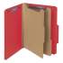 Smead Six-Section Pressboard Top Tab Classification Folders with SafeSHIELD Fasteners, 2 Dividers, Letter Size, Bright Red, 10/Box (14031)