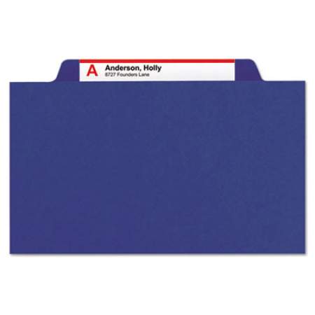 Smead Eight-Section Pressboard Top Tab Classification Folders with SafeSHIELD Fasteners, 3 Dividers, Letter Size, Dark Blue, 10/Box (14096)