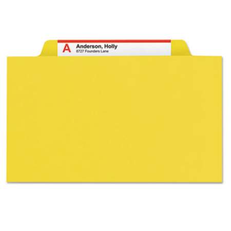 Smead Four-Section Pressboard Top Tab Classification Folders with SafeSHIELD Fasteners, 1 Divider, Letter Size, Yellow, 10/Box (13734)