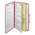 Smead Six-Section Pressboard Top Tab Classification Folders with SafeSHIELD Fasteners, 2 Dividers, Legal Size, Bright Red, 10/Box (19031)