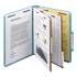 Smead Six-Section Pressboard Top Tab Classification Folders with SafeSHIELD Fasteners, 2 Dividers, Letter Size, Blue, 10/Box (14030)