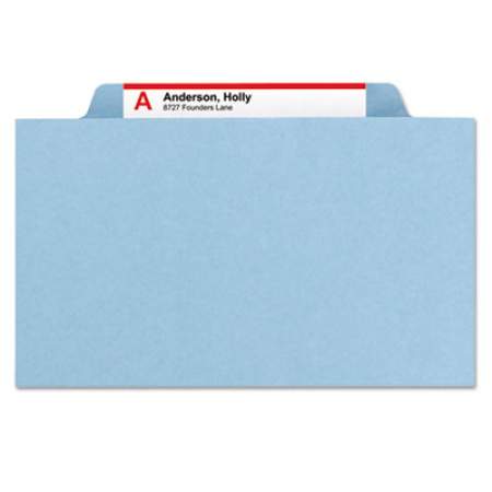 Smead Six-Section Pressboard Top Tab Classification Folders with SafeSHIELD Fasteners, 2 Dividers, Legal Size, Blue, 10/Box (19030)