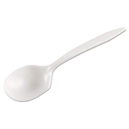 GEN Medium-Weight Cutlery, 6.25" Soup Spoon, White, Plastic, Wrapped, 1,000/Carton (MWSSIW)