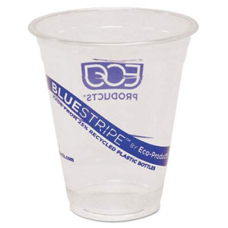 Eco-Products BlueStripe 25% Recycled Content Cold Cups, 12 oz, Clear/Blue, 50/Pack, 20 Packs/Carton (EPCR12)