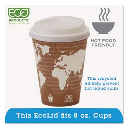Eco-Products EcoLid 25% Recycled Content Hot Cup Lid, White, Fits 8 oz Hot Cups, 100/Pack, 10 Packs/Carton (EPHL8WR)