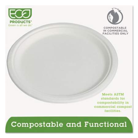 Eco-Products Renewable and Compostable Sugarcane Dinnerware, Plate, 10" dia, Natural White, 50/Pack (EPP005PK)