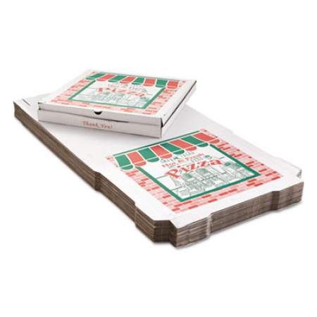 Corrugated Kraft Pizza Boxes, B-Flute, 18" Pizza, 18 x 18 x 2, White, 50/Bundle (PZCORB18)
