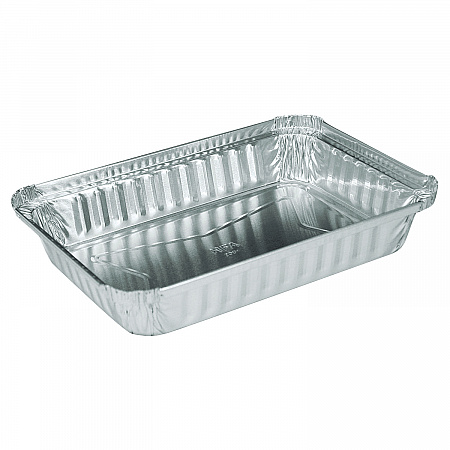 Aluminum Oblong Pan, Shallow, 1.5 lb, 6 x 8.59 x 1.25, Silver, 500/Carton (206130)