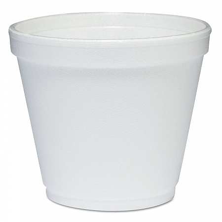 Food Containers, Squat, 8 oz, White, Foam, 1,000/Carton (8SJ12)