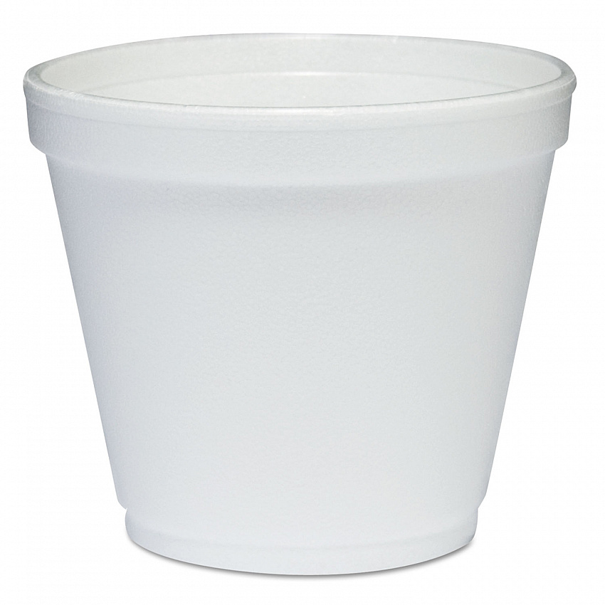 Food Containers, Squat, 8 oz, White, Foam, 1,000/Carton (8SJ12)
