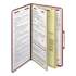 Smead Pressboard Classification Folders with SafeSHIELD Coated Fasteners, 2/5 Cut, 2 Dividers, Legal Size, Red, 10/Box (19075)