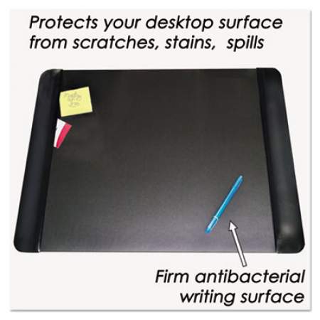 Artistic Executive Desk Pad with Antimicrobial Protection, Leather-Like Side Panels, 24 x 19, Black (413841)