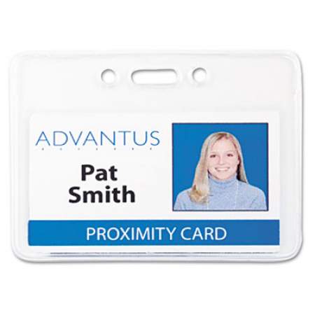 Advantus Proximity ID Badge Holder, Horizontal, 3.75 x 3, Frosted Transparent, 50/Pack (75450)