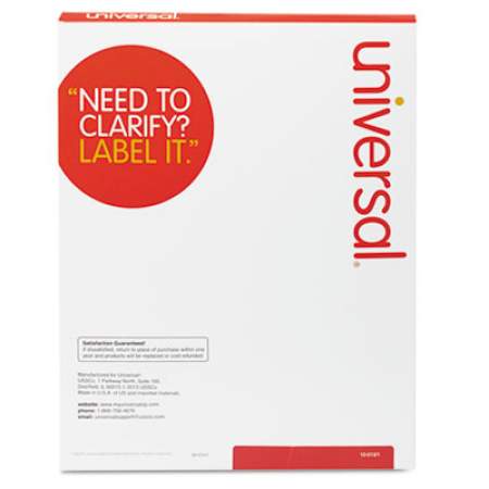 Universal White Labels, Inkjet/Laser Printers, 1.33 x 4, White, 14/Sheet, 100 Sheets/Box (80106)