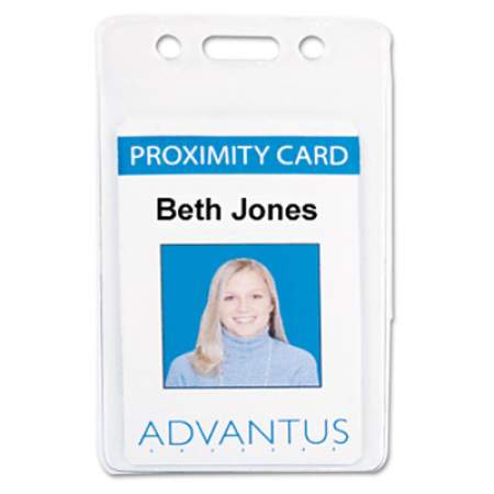 Advantus Proximity ID Badge Holder, Vertical, 2.68 x 4.38, Frosted Transparent, 50/Pack (75451)