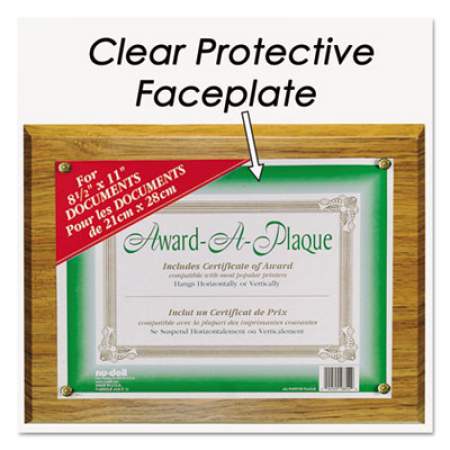 NuDell Award-A-Plaque Document Holder, Acrylic/Plastic, 10-1/2 x 13, Oak (18812M)