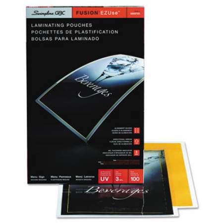 GBC EZUse Thermal Laminating Pouches, 3 mil, 11.5" x 17.5", Gloss Clear, 100/Box (3200720)
