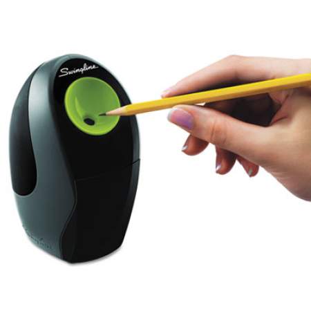 Swingline Compact Electric Pencil Sharpener, AC/Battery-Powered, 3.25 x 4.4 x 5.5, Graphite/Green (29965)
