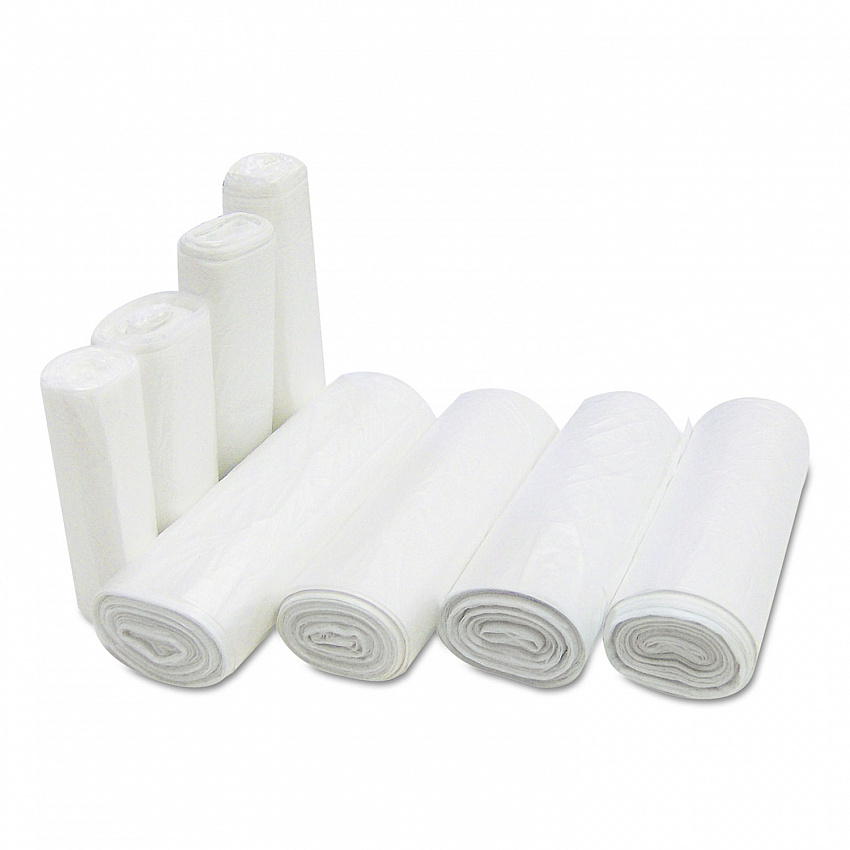 High-Density Commercial Can Liners, 7 gal, 6 mic, 20" x 22", Clear, Perforated Roll, 50 Bags/Roll, 40 Rolls/Carton (EC202206N)