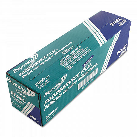 PVC Food Wrap Film Roll in Easy Glide Cutter Box, 18