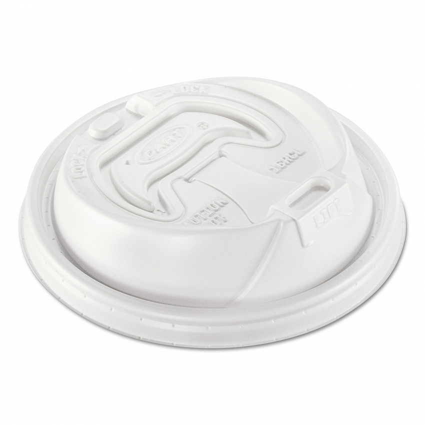 Optima Reclosable Lid, Fits 12 oz to 24 oz Hot Cups, Plastic, White, 100/Pack (16RCLPK)