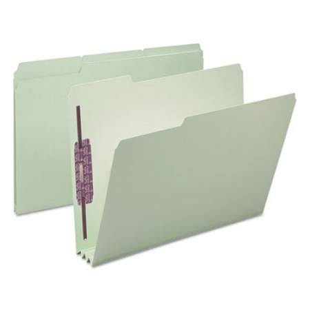 Smead Recycled Pressboard Folders with Two SafeSHIELD Coated Fasteners, 1/3-Cut Tabs, 3" Expansion, Letter Size, Gray-Green, 25/Box (14944)