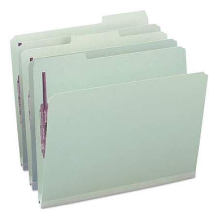 Smead Recycled Pressboard Folders with Two SafeSHIELD Coated Fasteners, 1/3-Cut Tabs, 1" Expansion, Letter Size, Gray-Green, 25/Box (14931)