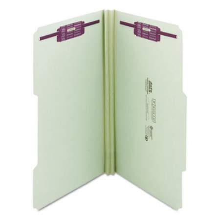Smead Recycled Pressboard Folders w/Two SafeSHIELD Fasteners, 2/5-Cut Tabs, Right of Center, 2" Exp, Legal Size, Gray-Green, 25/Box (19982)