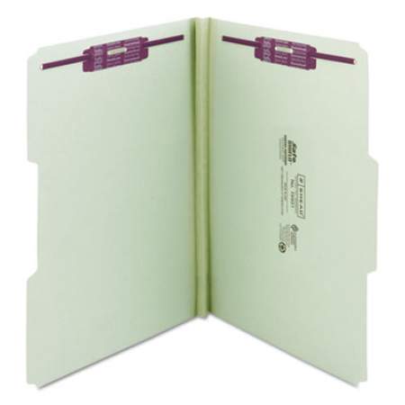 Smead Recycled Pressboard Folders with Two SafeSHIELD Coated Fasteners, 1/3-Cut Tabs, 1" Expansion, Legal Size, Gray-Green, 25/Box (19931)