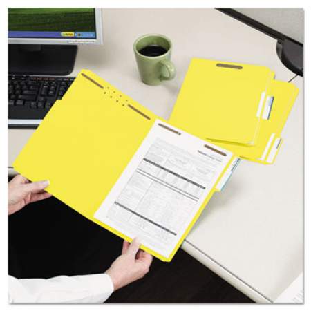 Smead Top Tab Colored 2-Fastener Folders, 1/3-Cut Tabs, Legal Size, Yellow, 50/Box (17940)