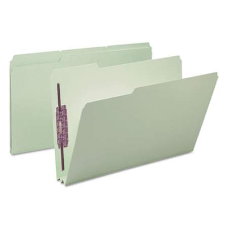 Smead Recycled Pressboard Folders with Two SafeSHIELD Coated Fasteners, 1/3-Cut Tabs, 2" Expansion, Legal Size, Gray-Green, 25/Box (19934)