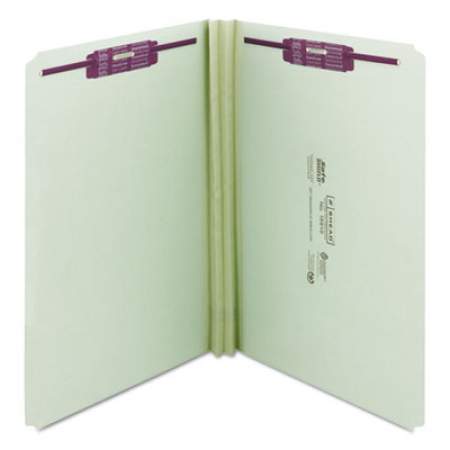 Smead Recycled Pressboard Folders with Two SafeSHIELD Coated Fasteners, Straight Tab, 2" Expansion, Legal Size, Gray-Green, 25/Box (19910)