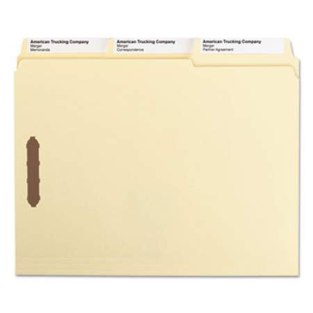 Smead SuperTab Reinforced Guide Height 2-Fastener Folders, 1/3-Cut Tabs, Letter Size, 11 pt. Manila, 50/Box (14535)