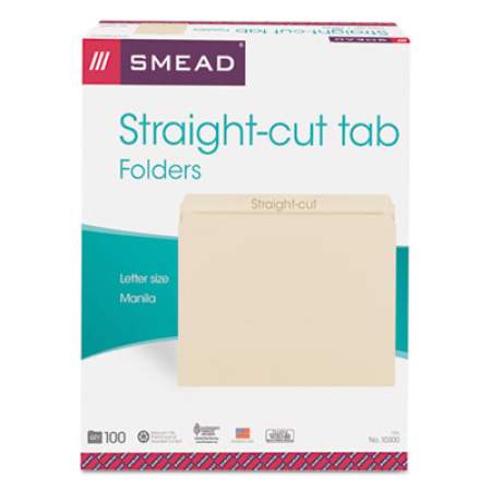 Smead Manila File Folders, Straight Tab, Letter Size, 100/Box (10300)