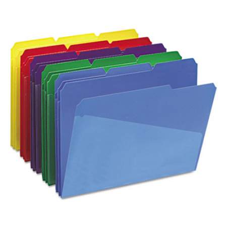 Smead Poly Colored File Folders with Slash Pocket, 1/3-Cut Tabs, Letter Size, Assorted, 30/Box (10540)