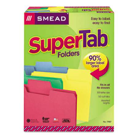 Smead Six-Section Pressboard Top Tab Classification Folders with SafeSHIELD Fasteners, 2 Dividers, Legal Size, Dark Blue, 10/Box (19035)