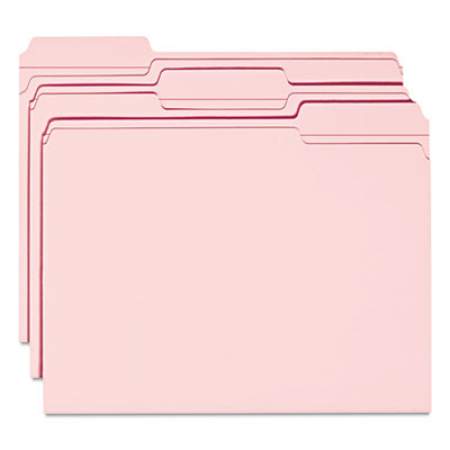 Smead Reinforced Top Tab Colored File Folders, 1/3-Cut Tabs, Letter Size, Pink, 100/Box (12634)