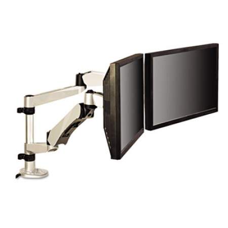 3M Easy-Adjust Desk Dual Arm Mount for 27" Monitors, 360 deg Rotation, +90/-15 deg Tilt, 360 deg Pan, Silver, Supports 20 lb (MA265S)