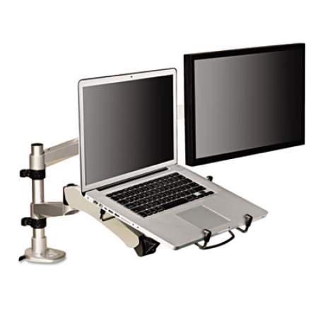 3M Easy-Adjust Desk Dual Arm Mount for 27" Monitors, 360 deg Rotation, +90/-15 deg Tilt, 360 deg Pan, Silver, Supports 20 lb (MA265S)