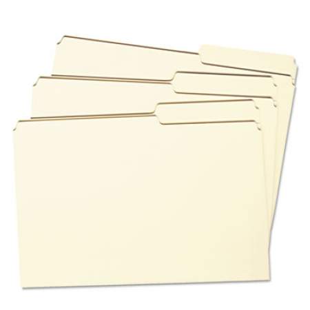 Smead Reinforced Guide Height File Folders, 2/5-Cut Tabs, Right of Center, Legal Size, Manila, 100/Box (15386)