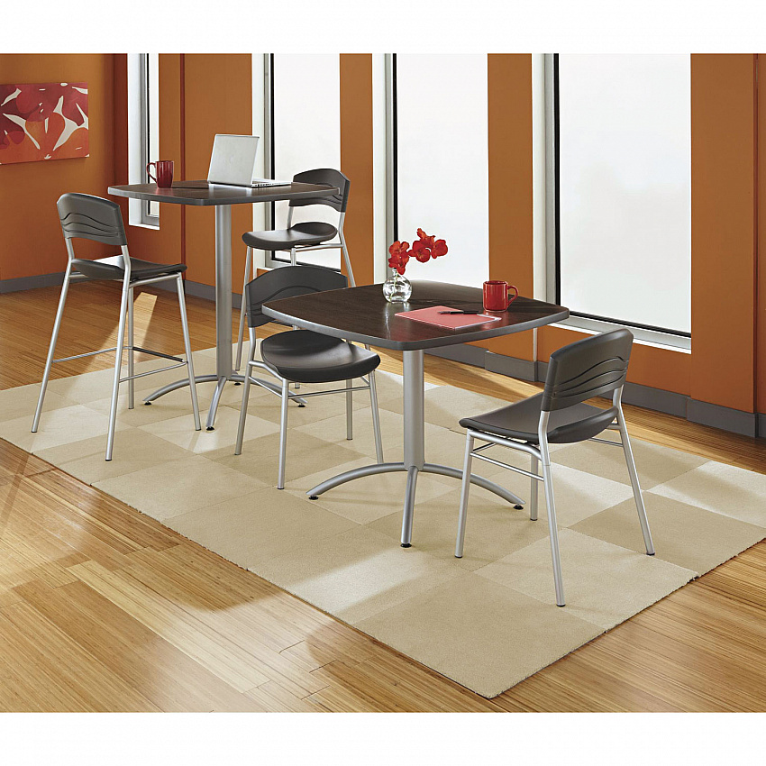 CafeWorks Chair, Supports Up to 225 lb, 18" Seat Height, Graphite Seat/Back, Silver Base, 2/Carton (64517)