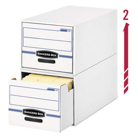 Bankers Box STOR/DRAWER Basic Space-Savings Storage Drawers, Letter Files, 14" x 25.5" x 11.5", White/Blue, 6/Carton (00721)