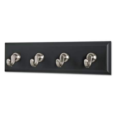 Command Decorative Key Rail, 8w x 1 1/2d x 2 1/8h, Black/Silver, 4 Hooks/Pack (HOM18SES)